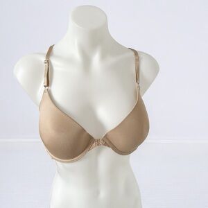 Tan Underwire Bra with Molded Cups and Adjustable Straps Sz 38B